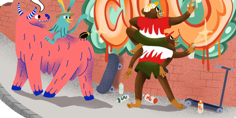 Illustration: Comic mit Löffel, Zipp und Mo