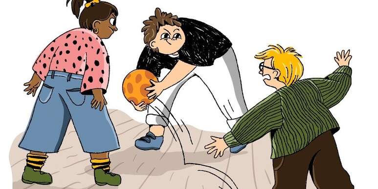 Kinder streiten um Ball