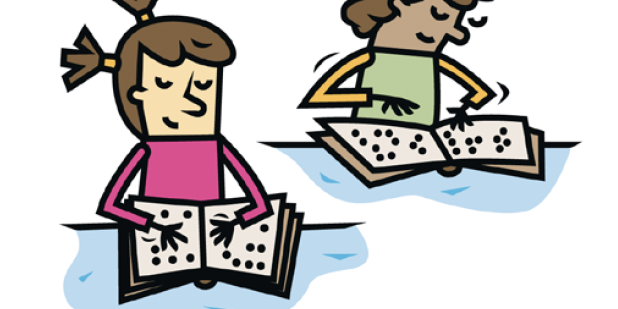 Illustration: Blinde lesen Braille